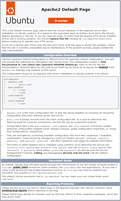 Apache2 Default Page